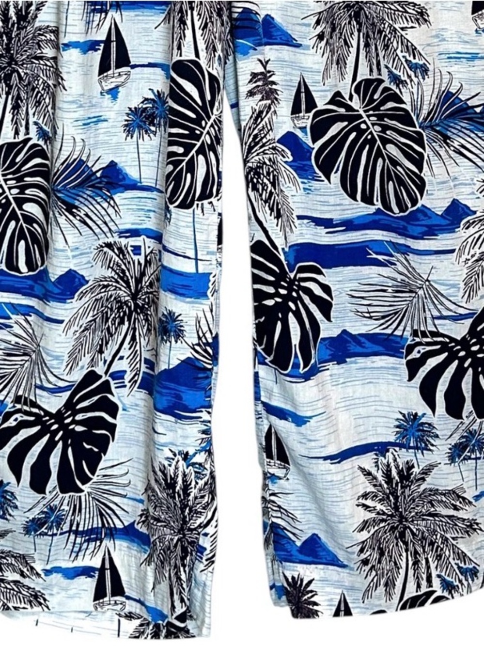 C & C California Linen Blend Beach Theme Wide Leg Pull-up Pants - Large - Picture 4 of 8